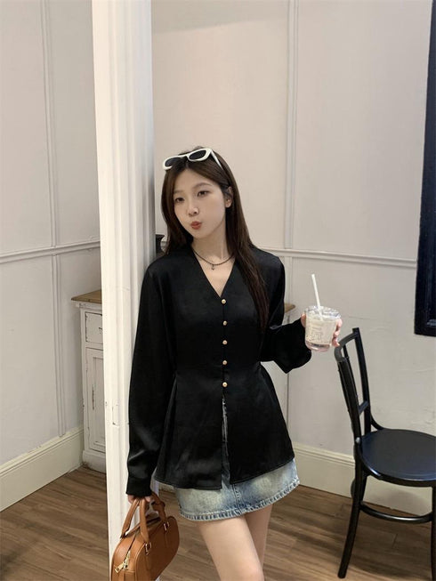 Women High Quality Satin Tops